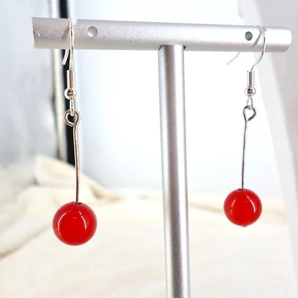 Red Necklace, Bracelet, Earring Set Glass Beads Fancy Clasp 18" - 21" NWOT Mint - Picture 4 of 7